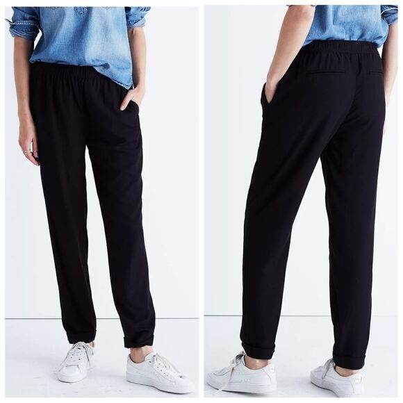 MADEWELL black elastic waist cuffed track lightweight trousers XS F5714 - Picture 13 of 13